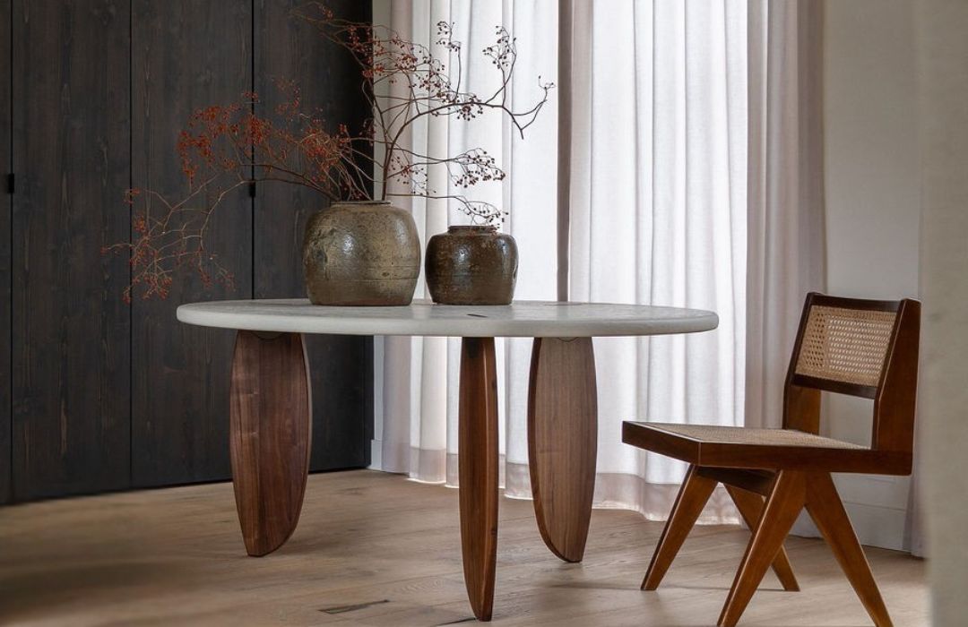 FLINT LUNA design dining table in mortex